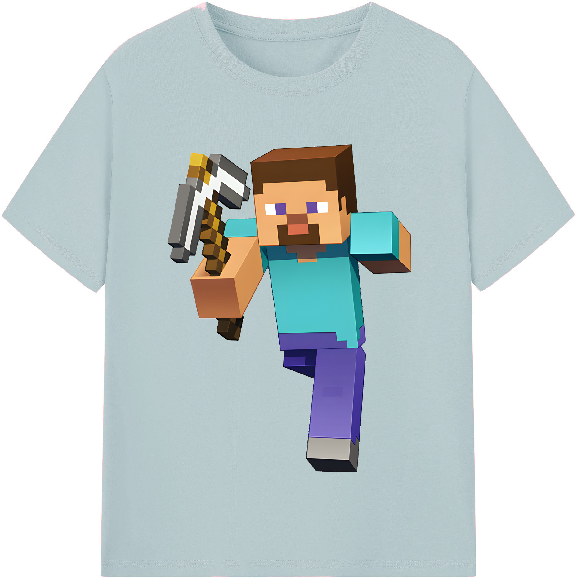 （画像用） マインクラフト ブロックの世界 Minecraft MC Block world 綿100％半袖Tシャツ（フロントプリント）